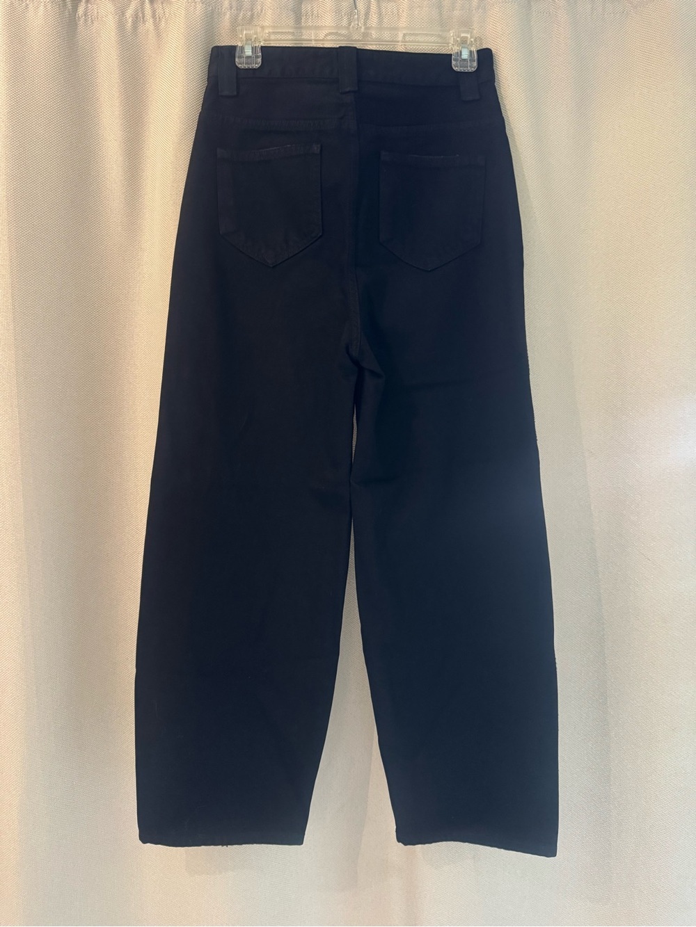 KHAITE Preen Black High Rise Barrel Wide Leg Jeans 25 100% Cotton Cropped - Picture 5 of 6